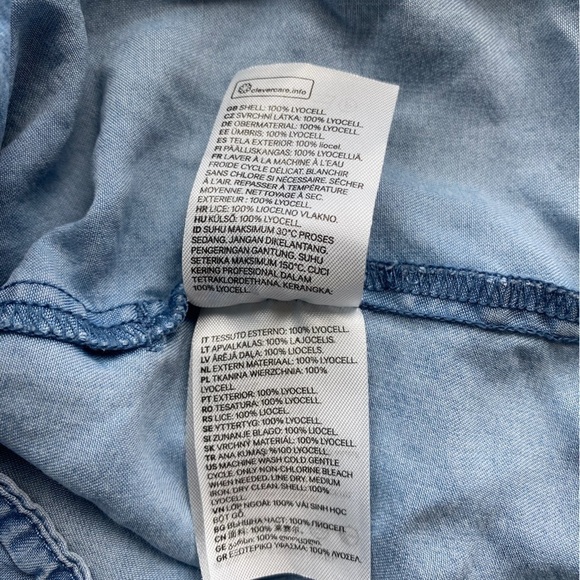 & Denim for H&M Chambray Lyocell Wrapover Blouse Lightweight Denim Size 2 - Picture 6 of 11
